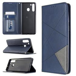 Prismatic Slim Magnetic Sucking Stitching Wallet Flip Cover for Samsung Galaxy A21 - Blue