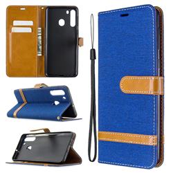 Jeans Cowboy Denim Leather Wallet Case for Samsung Galaxy A21 - Sapphire