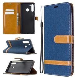 Jeans Cowboy Denim Leather Wallet Case for Samsung Galaxy A21 - Dark Blue