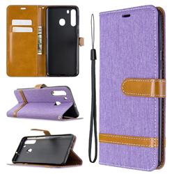 Jeans Cowboy Denim Leather Wallet Case for Samsung Galaxy A21 - Purple