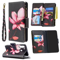 Lotus Flower Binfen Color BF03 Retro Zipper Leather Wallet Phone Case for Samsung Galaxy A21