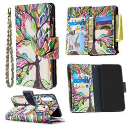 The Tree of Life Binfen Color BF03 Retro Zipper Leather Wallet Phone Case for Samsung Galaxy A21