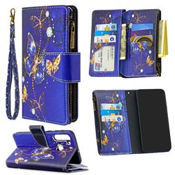 Purple Butterfly Binfen Color BF03 Retro Zipper Leather Wallet Phone Case for Samsung Galaxy A21