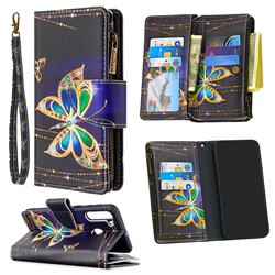 Golden Shining Butterfly Binfen Color BF03 Retro Zipper Leather Wallet Phone Case for Samsung Galaxy A21