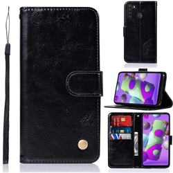 Luxury Retro Leather Wallet Case for Samsung Galaxy A21 - Black