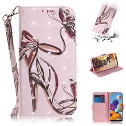 Butterfly High Heels 3D Painted Leather Wallet Phone Case for Samsung Galaxy A21
