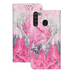 Pink Seawater PU Leather Wallet Case for Samsung Galaxy A21
