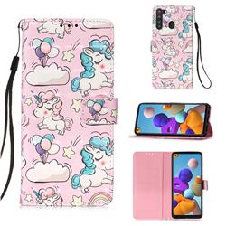 Angel Pony 3D Painted Leather Wallet Case for Samsung Galaxy A21