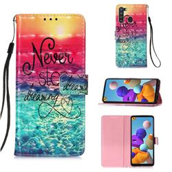 Colorful Dream Catcher 3D Painted Leather Wallet Case for Samsung Galaxy A21