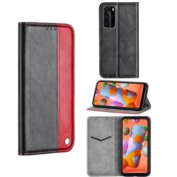 Classic Business Ultra Slim Magnetic Sucking Stitching Flip Cover for Samsung Galaxy A21 - Red