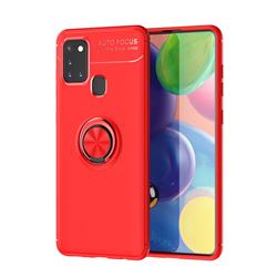 Auto Focus Invisible Ring Holder Soft Phone Case for Samsung Galaxy A21s - Red