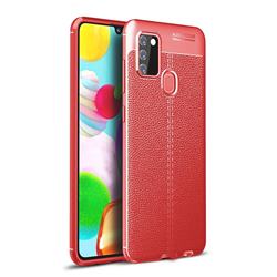 Luxury Auto Focus Litchi Texture Silicone TPU Back Cover for Samsung Galaxy A21s - Red