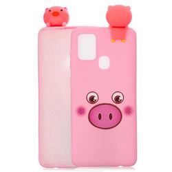 Small Pink Pig Soft 3D Climbing Doll Soft Case for Samsung Galaxy A21s