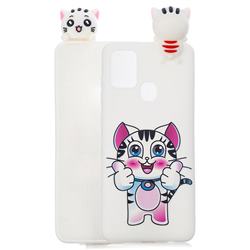 Cute Pink Kitten Soft 3D Climbing Doll Soft Case for Samsung Galaxy A21s