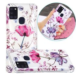 Magnolia Painted Galvanized Electroplating Soft Phone Case Cover for Samsung Galaxy A21s