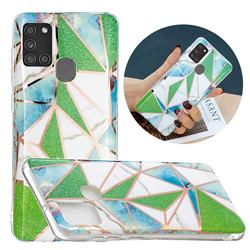 Green Triangle Painted Marble Electroplating Protective Case for Samsung Galaxy A21s