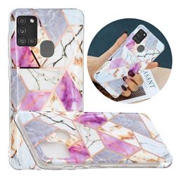 Purple and White Painted Marble Electroplating Protective Case for Samsung Galaxy A21s