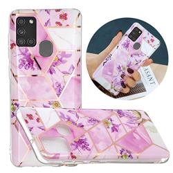Purple Flower Painted Marble Electroplating Protective Case for Samsung Galaxy A21s