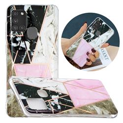 Pink and Black Painted Marble Electroplating Protective Case for Samsung Galaxy A21s