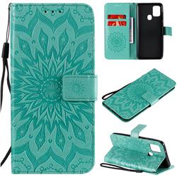 Embossing Sunflower Leather Wallet Case for Samsung Galaxy A21s - Green