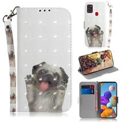 Pug Dog 3D Painted Leather Wallet Phone Case for Samsung Galaxy A21s