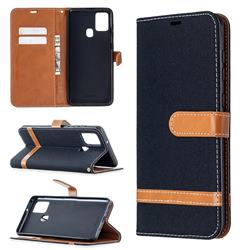 Jeans Cowboy Denim Leather Wallet Case for Samsung Galaxy A21s - Black
