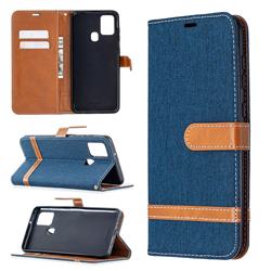 Jeans Cowboy Denim Leather Wallet Case for Samsung Galaxy A21s - Dark Blue