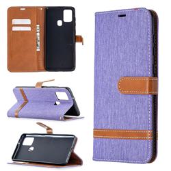 Jeans Cowboy Denim Leather Wallet Case for Samsung Galaxy A21s - Purple