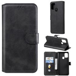 Retro Calf Matte Leather Wallet Phone Case for Samsung Galaxy A21s - Black