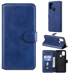 Retro Calf Matte Leather Wallet Phone Case for Samsung Galaxy A21s - Blue