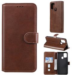 Retro Calf Matte Leather Wallet Phone Case for Samsung Galaxy A21s - Brown