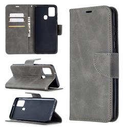 Classic Sheepskin PU Leather Phone Wallet Case for Samsung Galaxy A21s - Gray