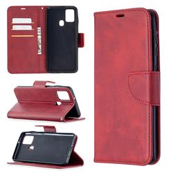 Classic Sheepskin PU Leather Phone Wallet Case for Samsung Galaxy A21s - Red