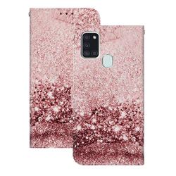 Glittering Rose Gold PU Leather Wallet Case for Samsung Galaxy A21s