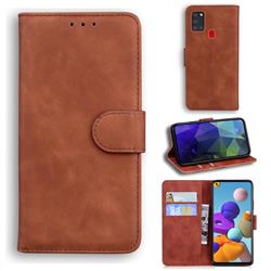 Retro Classic Skin Feel Leather Wallet Phone Case for Samsung Galaxy A21s - Brown