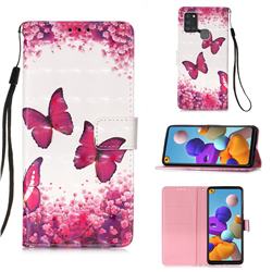 Rose Butterfly 3D Painted Leather Wallet Case for Samsung Galaxy A21s
