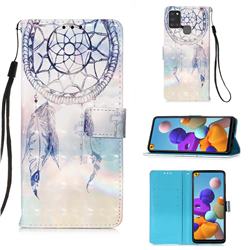 Fantasy Campanula 3D Painted Leather Wallet Case for Samsung Galaxy A21s