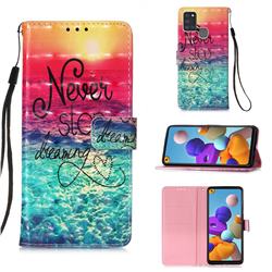 Colorful Dream Catcher 3D Painted Leather Wallet Case for Samsung Galaxy A21s