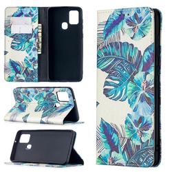 Blue Leaf Slim Magnetic Attraction Wallet Flip Cover for Samsung Galaxy A21s