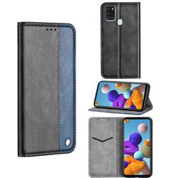Classic Business Ultra Slim Magnetic Sucking Stitching Flip Cover for Samsung Galaxy A21s - Blue