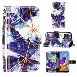 Starry Blue Stitching Color Marble Leather Wallet Case for Samsung Galaxy A21s