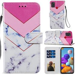 Smoke Marble Smooth Leather Phone Wallet Case for Samsung Galaxy A21s
