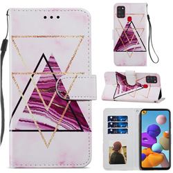 Three-color Marble Smooth Leather Phone Wallet Case for Samsung Galaxy A21s