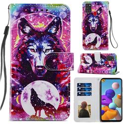 Wolf Totem Smooth Leather Phone Wallet Case for Samsung Galaxy A21s
