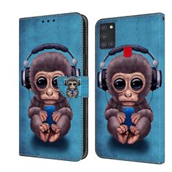 Cute Orangutan Crystal PU Leather Protective Wallet Case Cover for Samsung Galaxy A21s