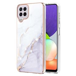 White Dreaming Electroplated Gold Frame 2.0 Thickness Plating Marble IMD Soft Back Cover for Samsung Galaxy A22 4G