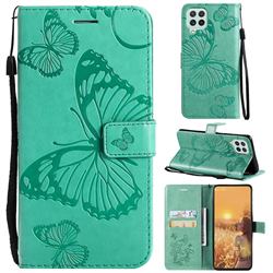 Embossing 3D Butterfly Leather Wallet Case for Samsung Galaxy A22 4G - Green