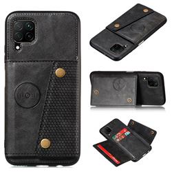 Retro Multifunction Card Slots Stand Leather Coated Phone Back Cover for Samsung Galaxy A22 4G - Black