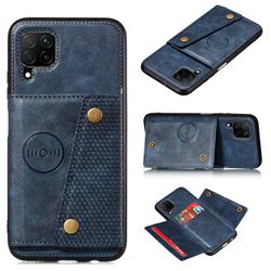 Retro Multifunction Card Slots Stand Leather Coated Phone Back Cover for Samsung Galaxy A22 4G - Blue