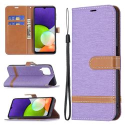 Jeans Cowboy Denim Leather Wallet Case for Samsung Galaxy A22 4G - Purple